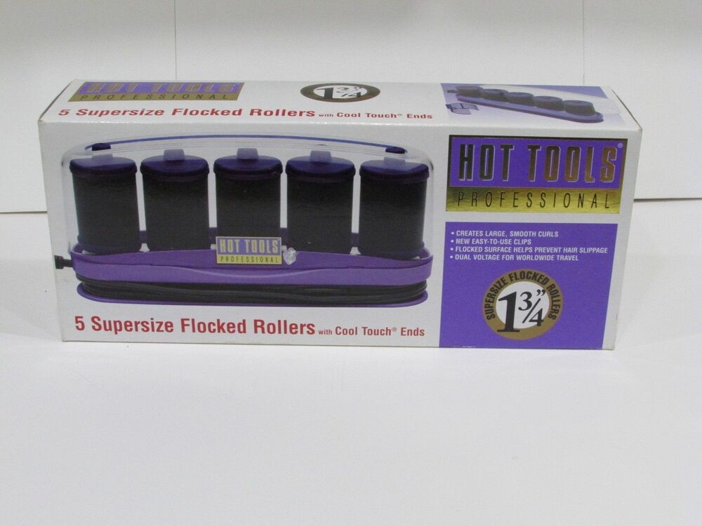 Hot Tools 5 Supersize 1 3/4" Flocked Rollers w/ 5 Clips HT-1357  Dual Voltage -